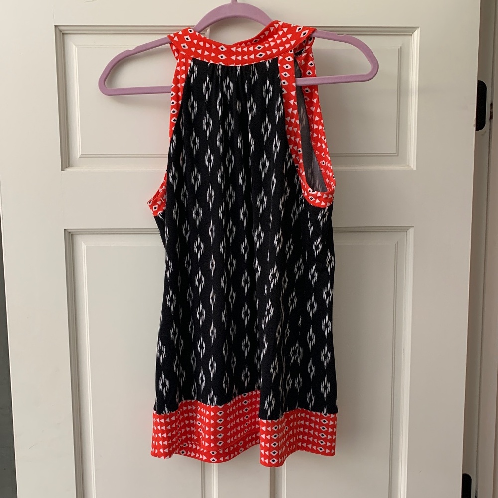 White House Black Market sleeveless black and red blouse - size L